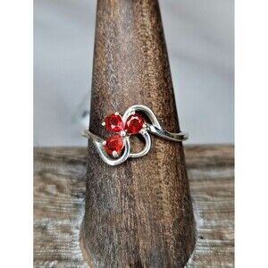 Natural Mexican Fire Opal Ring 925 Sterling Silver Flower Clover Size 8 NWT